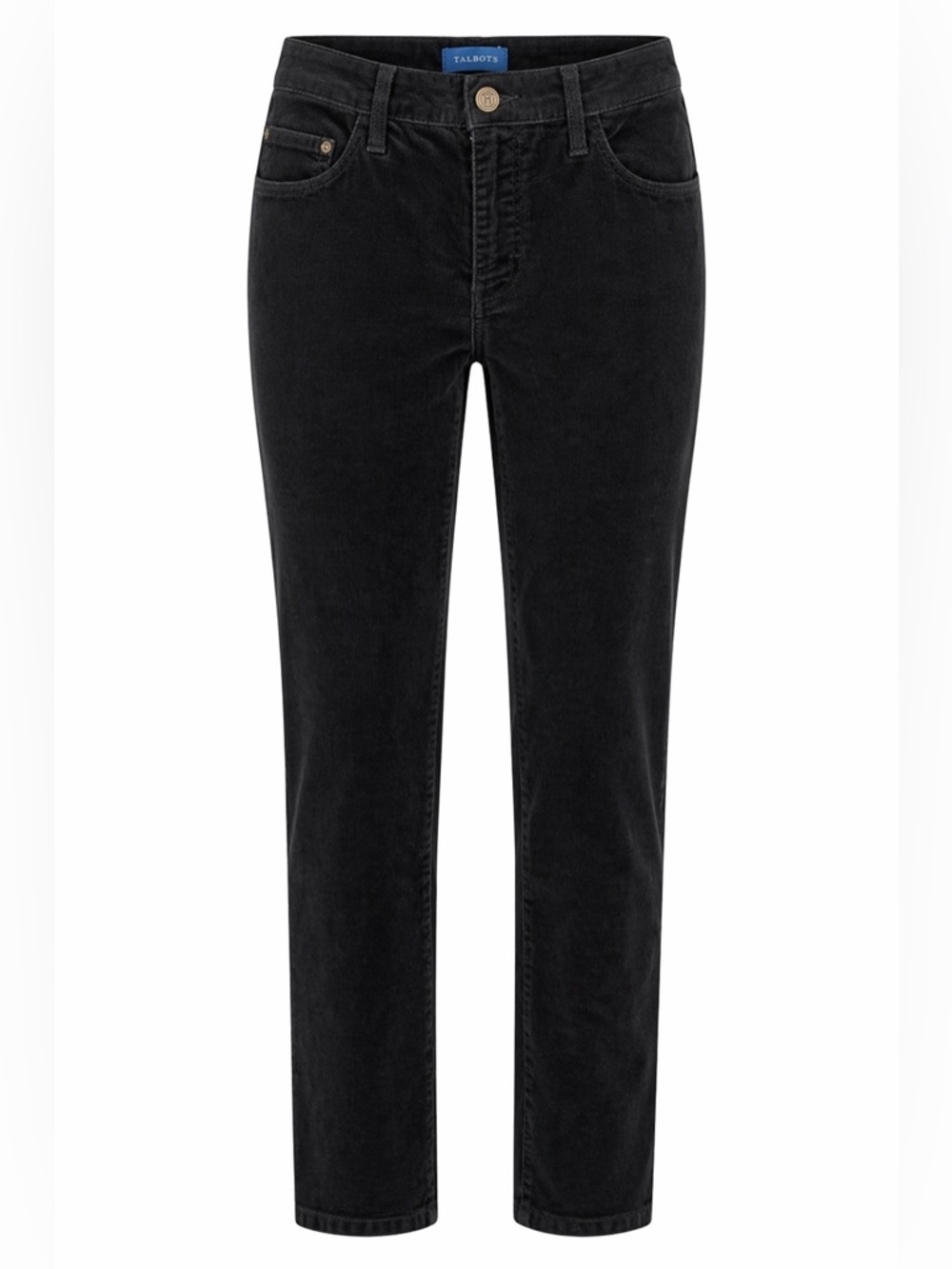 Talbots Black Corduroy Pants Size 6P | High Rise Slim Straight Petite Classic